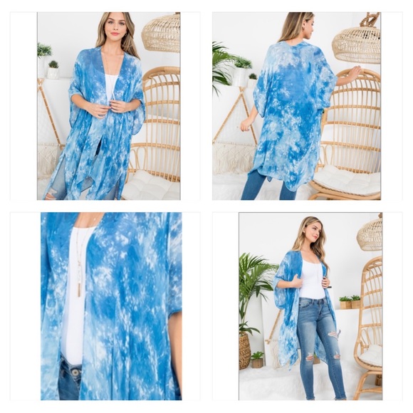 Swim Coverup Beach Kimono Robe Wrap With Sleeves One SizevS-2XL - Picture 4 of 4